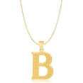 thumbnail image 1 of Floreo 10k Yellow Gold 1" Extra Large Textured Block Letter Initial A-Z Alphabet Charm Pendant with Optional Chain Necklace, 1 of 6