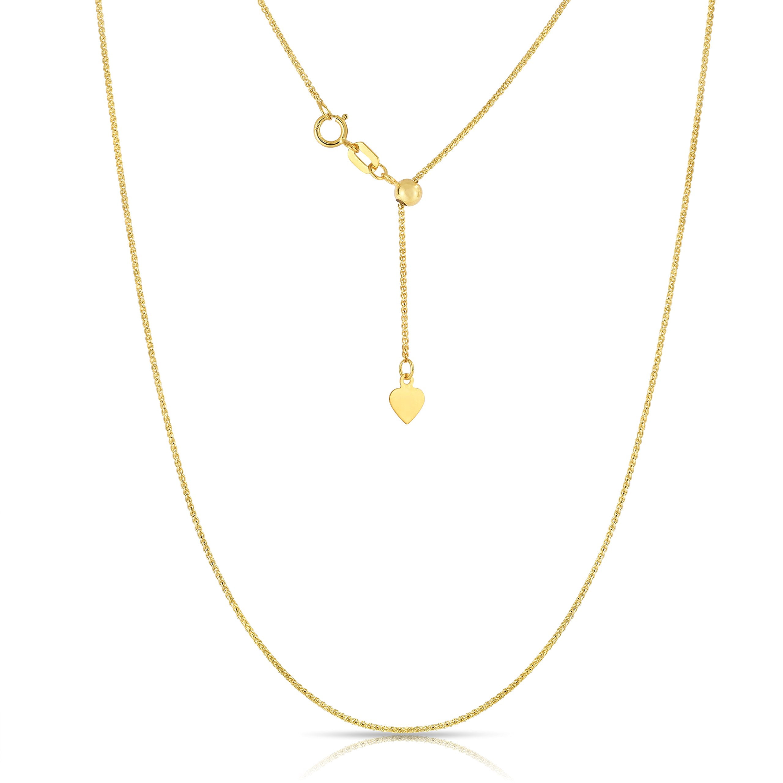 Floreo 10k Fine Gold Adjustable Wheat Chain Necklace