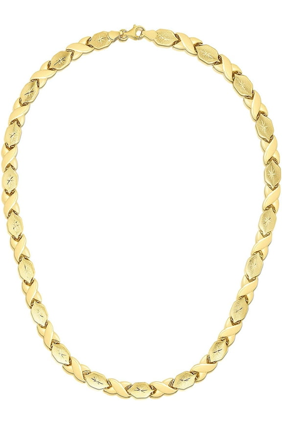 10k Fine Gold Stampato XOXO X&O Friendship Hugs and Kisses Chain Necklace