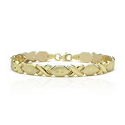 FLOREO 10k Fine Gold Stampato Xoxo Friendship and Relationship Hugs and Kisses Chain Bracelet