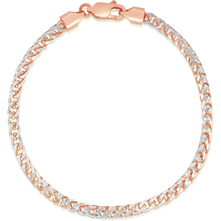 Floreo 10k Rose Gold Solid Iced White Gold Pave Round Franco