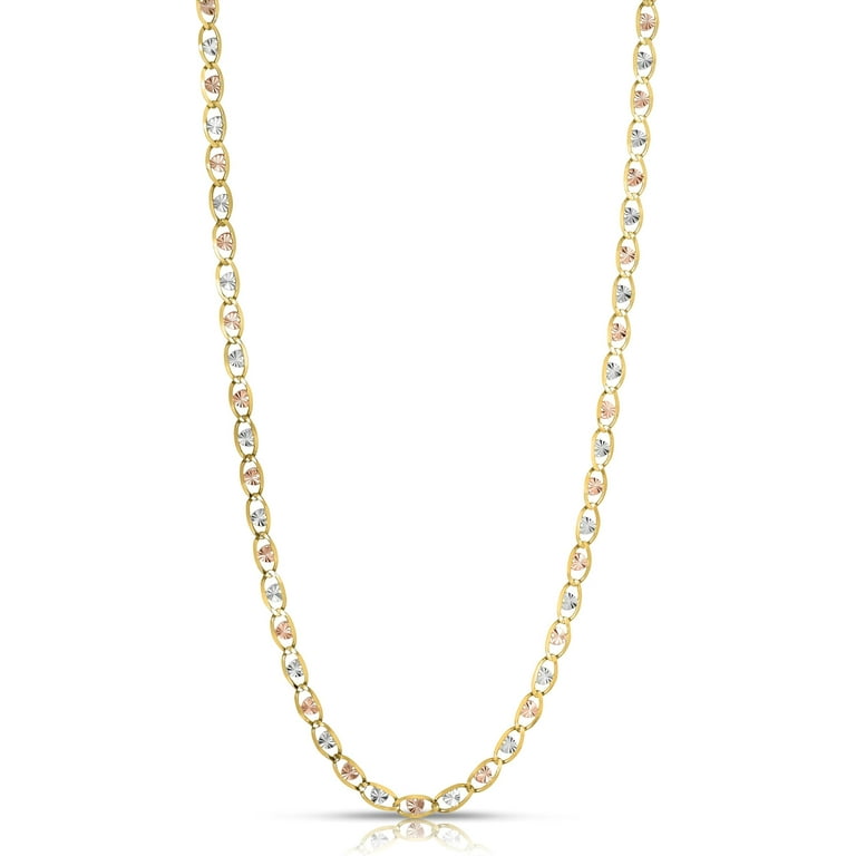 Floreo 10k Tri Color Gold 4mm Valentino Heart Link Chain Necklace Walmart