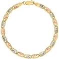 thumbnail image 1 of Floreo 10k Tri-Color Gold 5mm Valentino Link Chain Bracelet or Anklet, 1 of 5