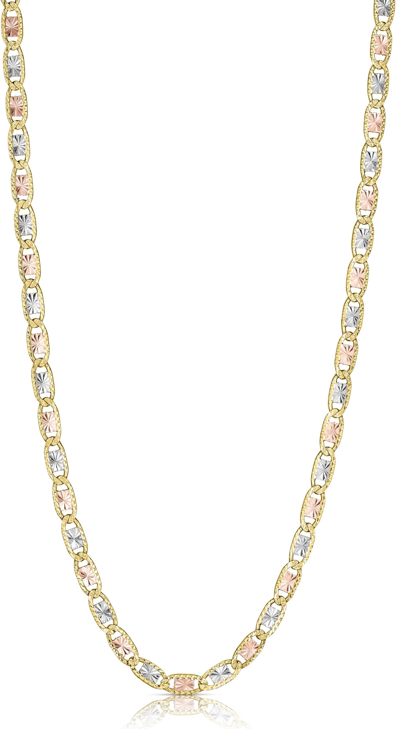 Floreo 10k Tri-Color Gold 5mm Valentino Link Chain Necklace - Walmart.com