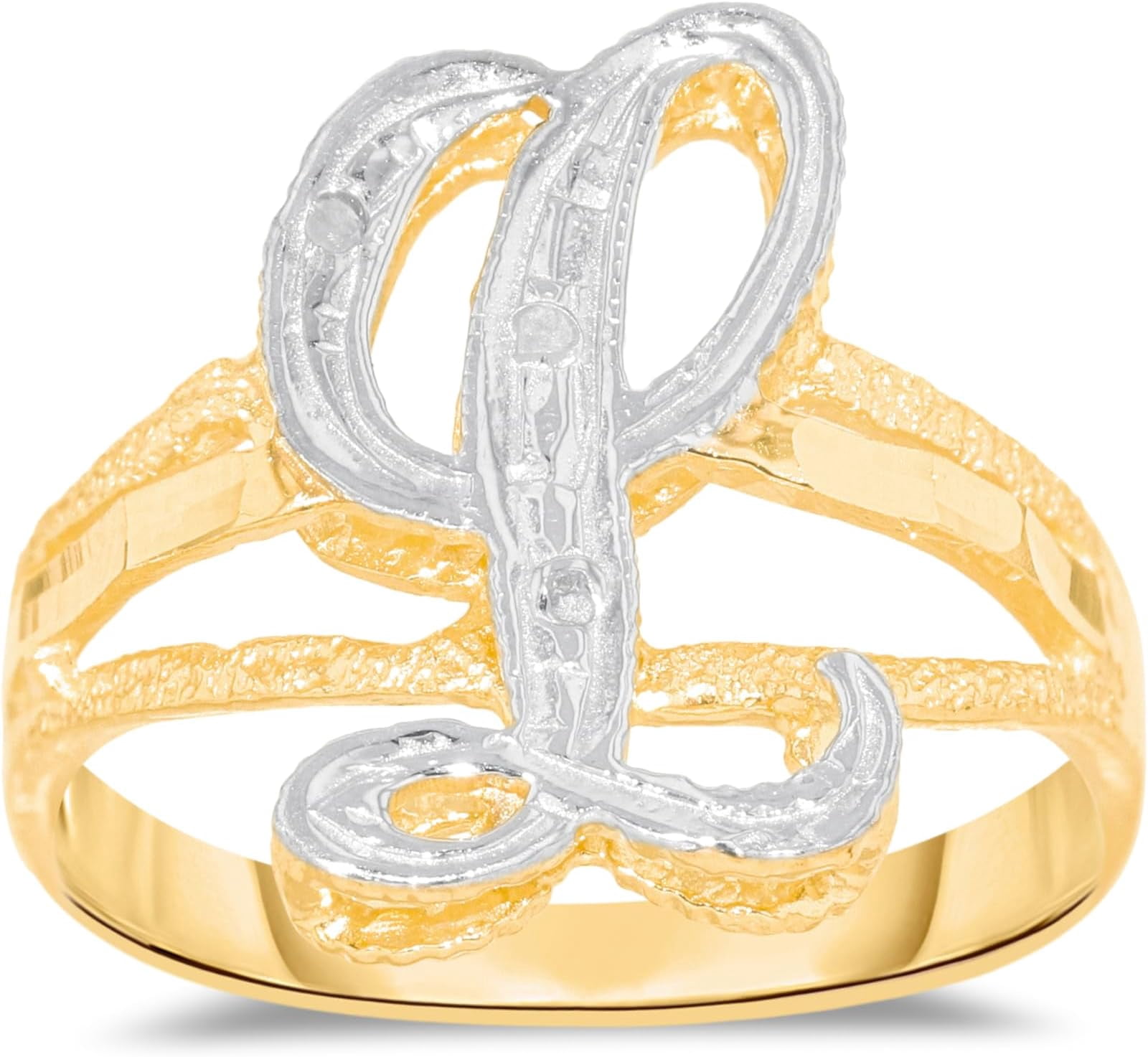 Floreo 10k Two-Tone Yellow Gold and White Gold 15mm Personalized A-Z ...