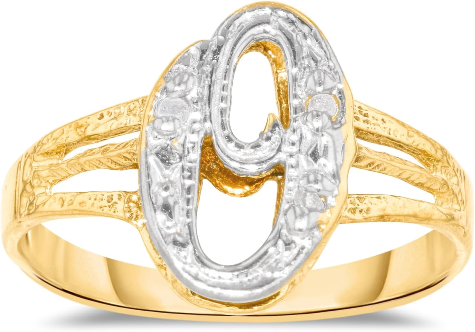 Floreo 10k Two-Tone Yellow Gold and White Gold 8.5mm Personalized A-Z ...