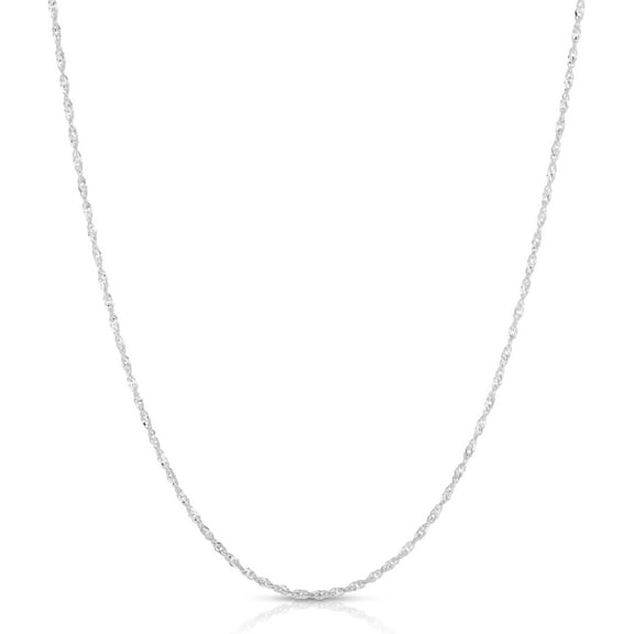 Floreo 10k White Gold 1mm or 1.3mm Singapore Chain Necklace