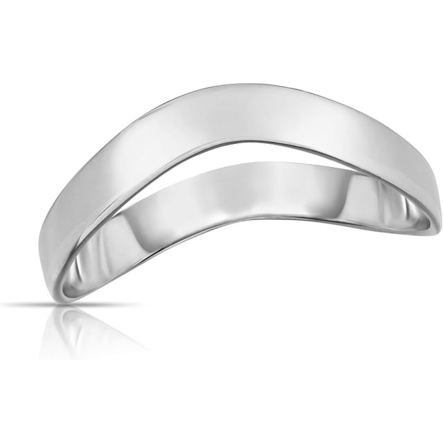 Floreo 10k White Gold 2mm High Polish Curved Waved Stackable Thumb Ring ...
