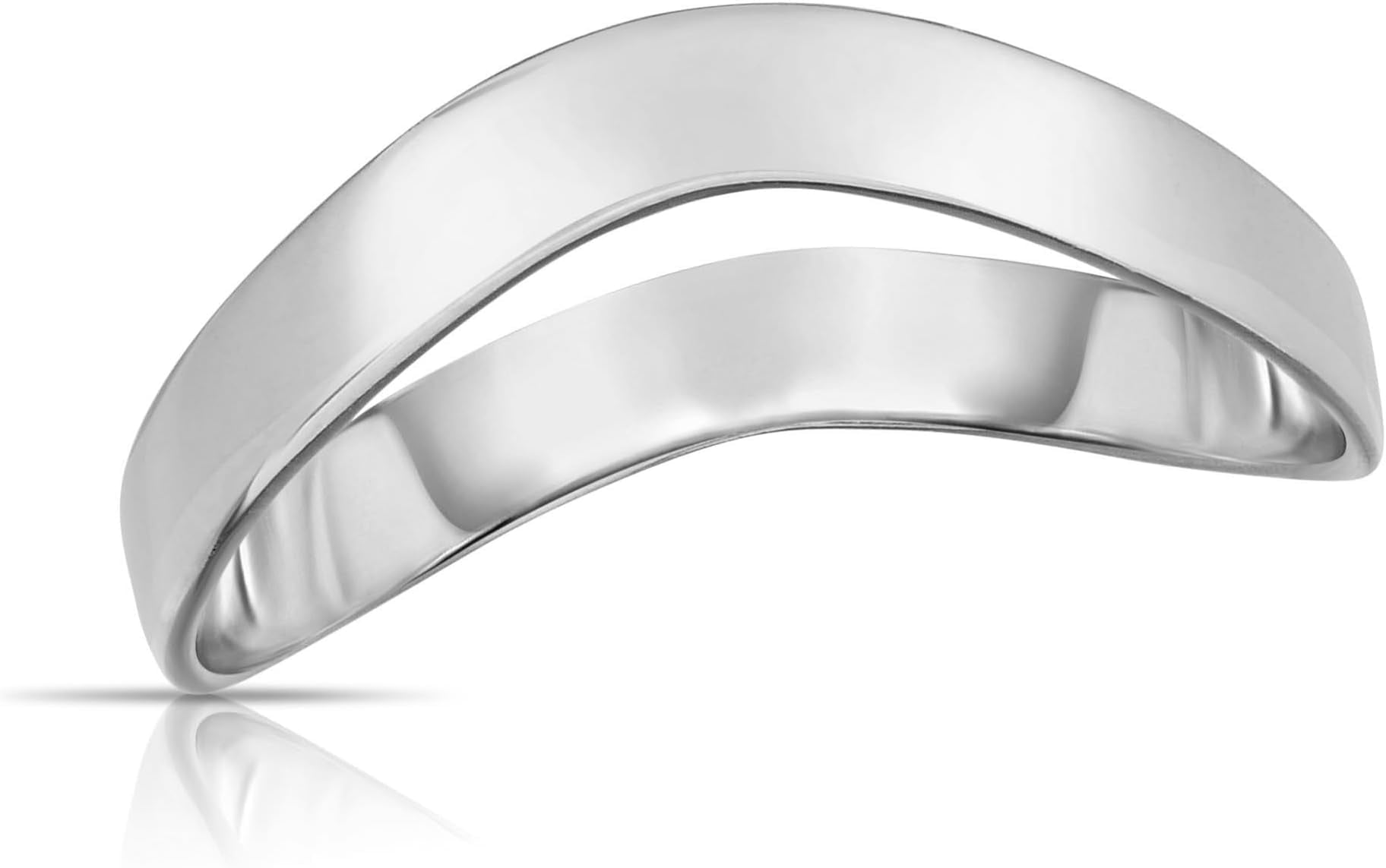 Floreo 10k White Gold 2mm High Polish Curved Waved Stackable Thumb Ring ...