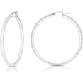 thumbnail image 1 of Floreo 10k White Gold 50mm x 3mm High Polish Round Tube Hoop Earrings, 1 of 2