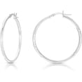 thumbnail image 1 of Floreo 10k White Gold 55mm x 2mm High Polish and Satin Finish Round Tube Hoop Earrings, 1 of 3
