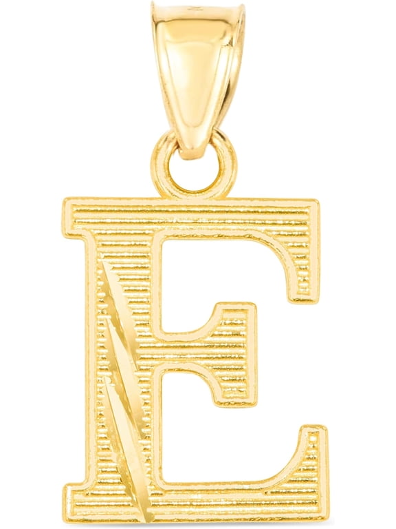 10k Yellow Gold 0.45" Personalized Lighting Alphabet Letter A - Z Initial Charm Pendant with optional Extendable Chain Necklace
