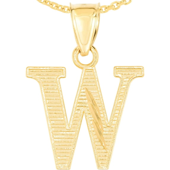 Floreo 10k Yellow Gold 0.45" Personalized Lighting Alphabet Letter A - Z Initial Charm Pendant with optional Extendable Chain Necklace