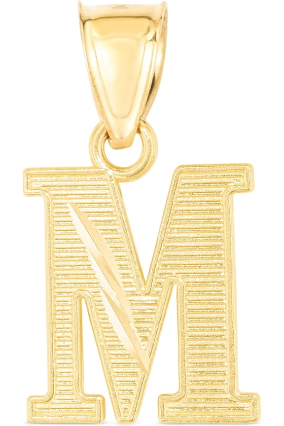 10k Yellow Gold 0.45" Personalized Lighting Alphabet Letter A - Z Initial Charm Pendant with optional Extendable Chain Necklace