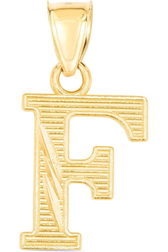 10k Yellow Gold 0.45" Personalized Lighting Alphabet Letter A - Z Initial Charm Pendant with optional Extendable Chain Necklace