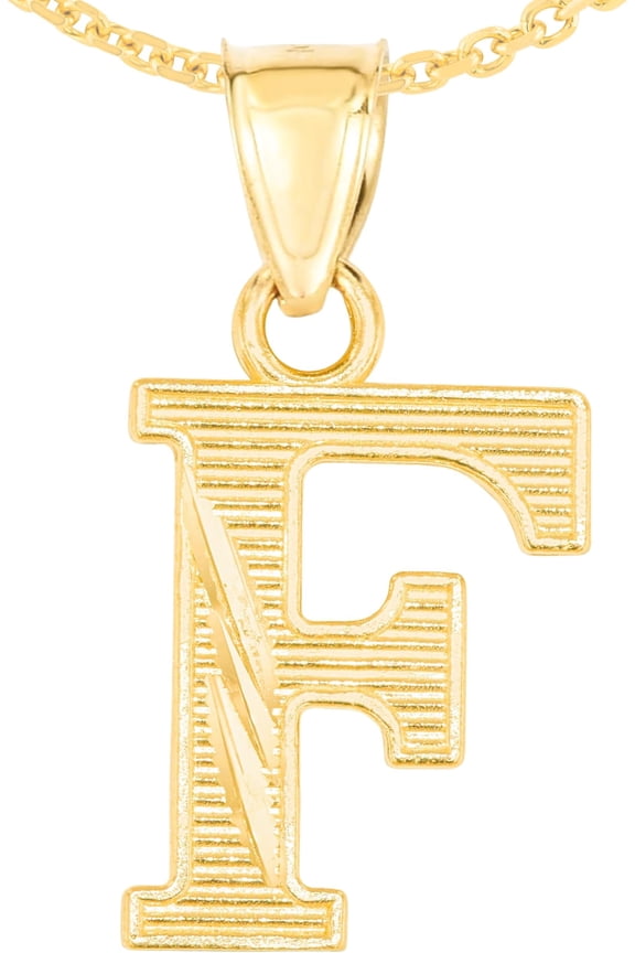 10k Yellow Gold 0.45" Personalized Lighting Alphabet Letter A - Z Initial Charm Pendant with optional Extendable Chain Necklace