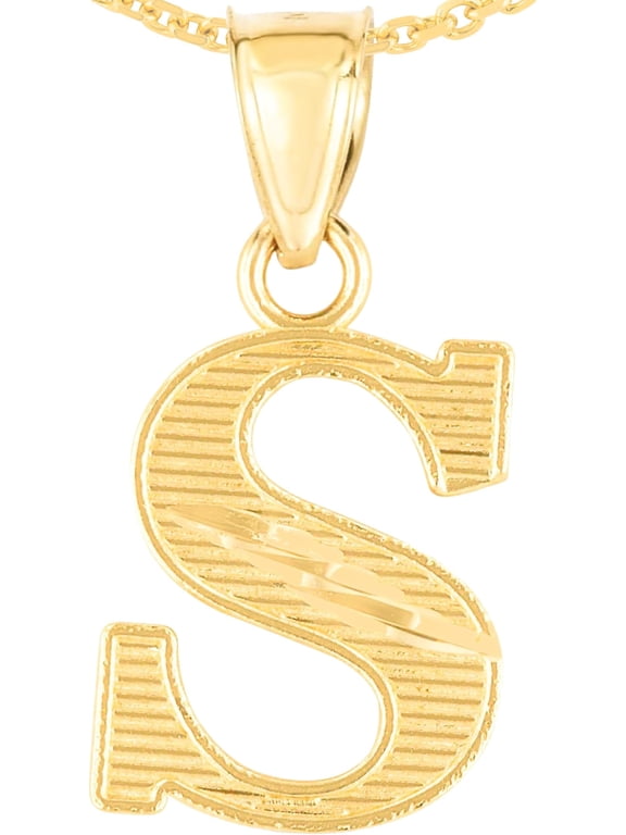 10k Yellow Gold 0.45" Personalized Lighting Alphabet Letter A - Z Initial Charm Pendant with optional Extendable Chain Necklace