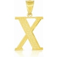 thumbnail image 1 of Floreo 10k Yellow Gold 0.7" Textured Block Letter Initial A-Z Alphabet Charm Pendant with Optional Chain Necklace, 1 of 4