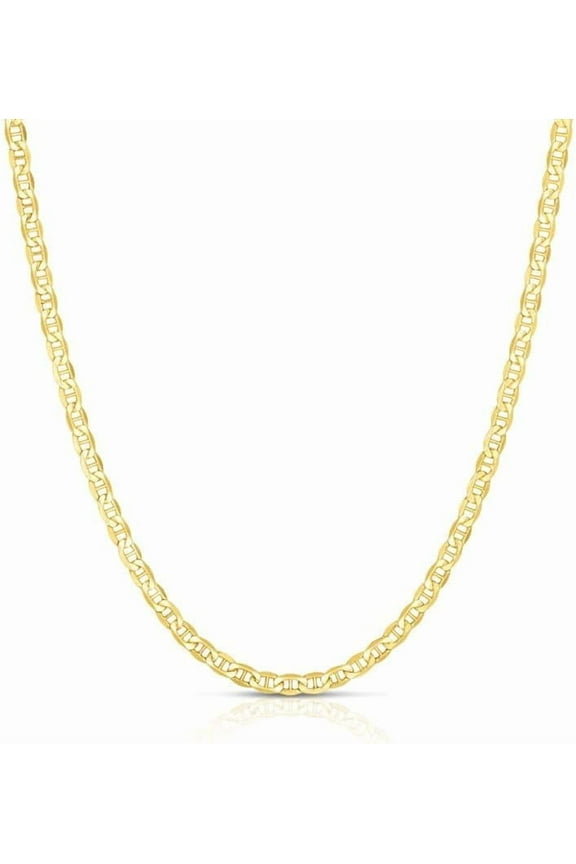 10k Yellow Gold 1.2mm Solid Anchor Mariner Mirror Chain Necklace, 20 Inch