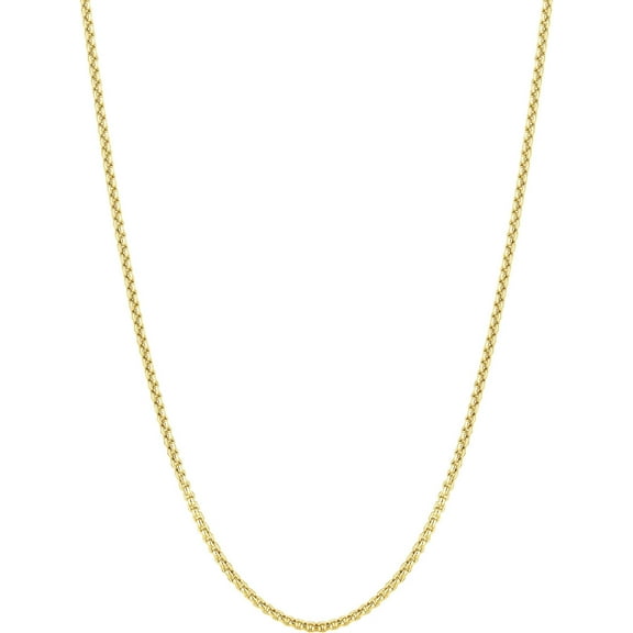 Floreo 10k Yellow Gold 1.5mm Lite Round Box Link Chain Necklace 16 Inch
