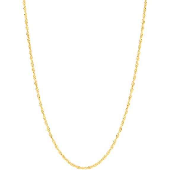 Floreo 10k Yellow Gold 1.9mm Solid Spiral Rope Multi Diamond Cut Chain Necklace