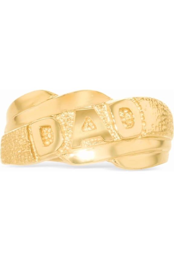 10k Yellow Gold 11.2mm DAD Father Ring, Size 7.5