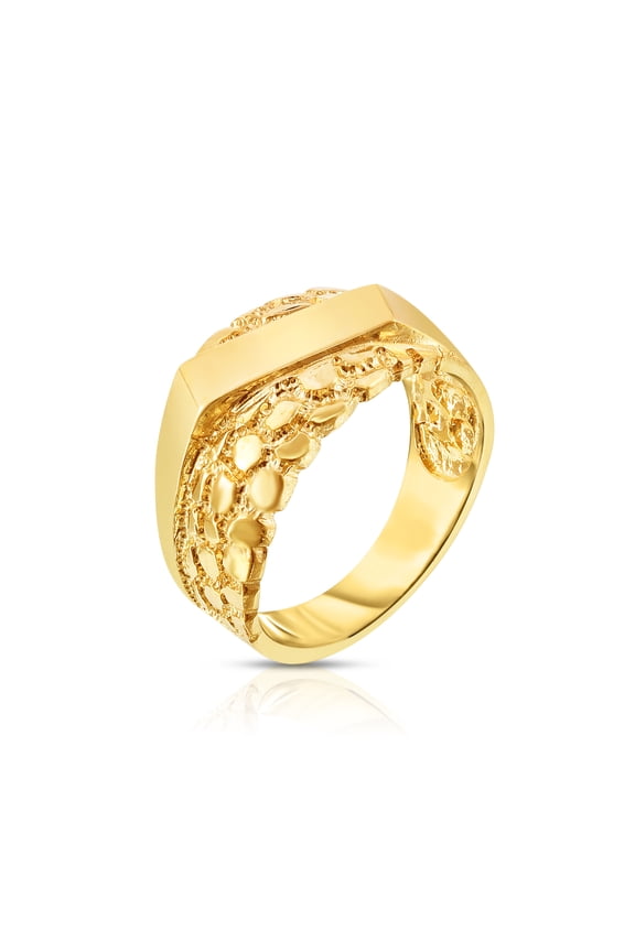 10k Yellow Gold 11.2mm Engraveable Ribbon Nugget Ring