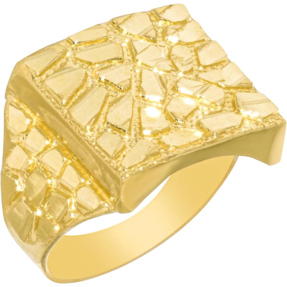 Floreo 10k Yellow Gold 11.5mm Solid Square Nugget Ring