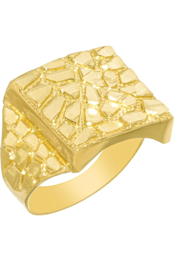 10k Yellow Gold 11.5mm Solid Square Nugget Ring