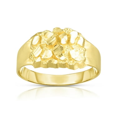 Floreo 10k Yellow Gold 11mm Round Nugget Ring, Sizes 6 - 13