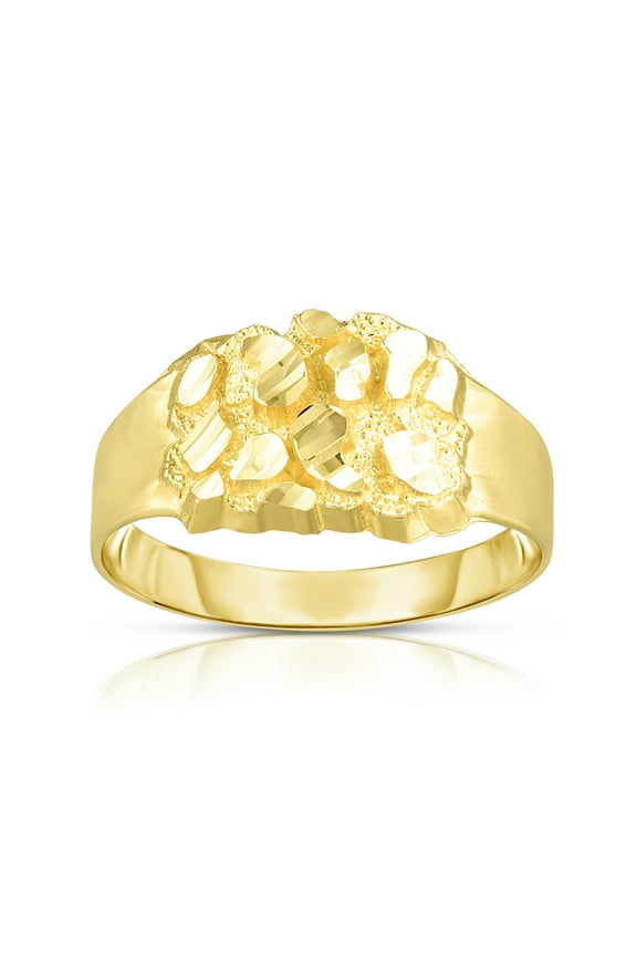 10k Yellow Gold 11mm Round Nugget Ring, Sizes 6 - 13