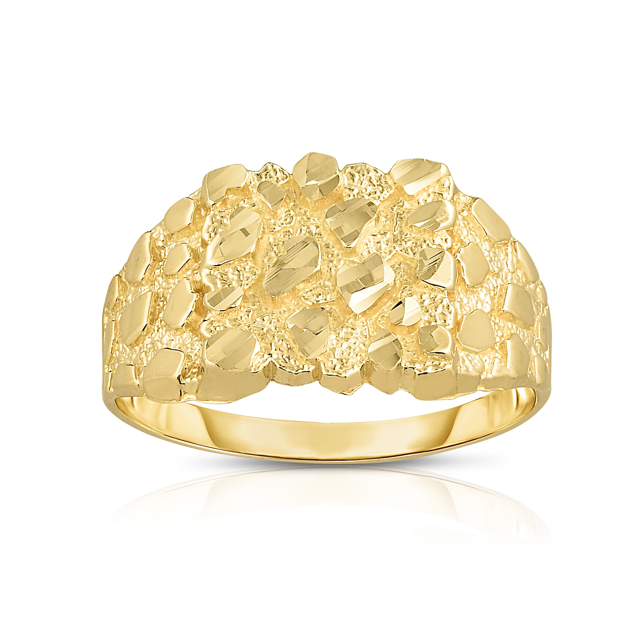 Floreo 10k Yellow Gold 12.3mm Square Nugget Ring, Sizes 6 13