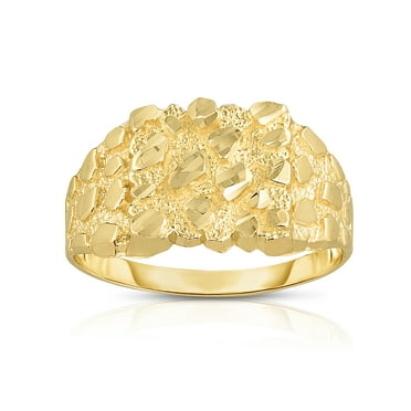 Floreo 10k Yellow Gold 12.3mm Square Nugget Ring, Sizes 6 - 13
