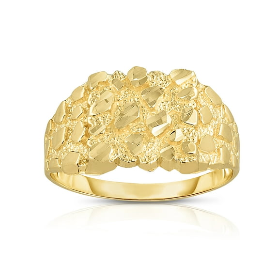 Floreo 10k Yellow Gold 12.3mm Square Nugget Ring, Sizes 6 - 13