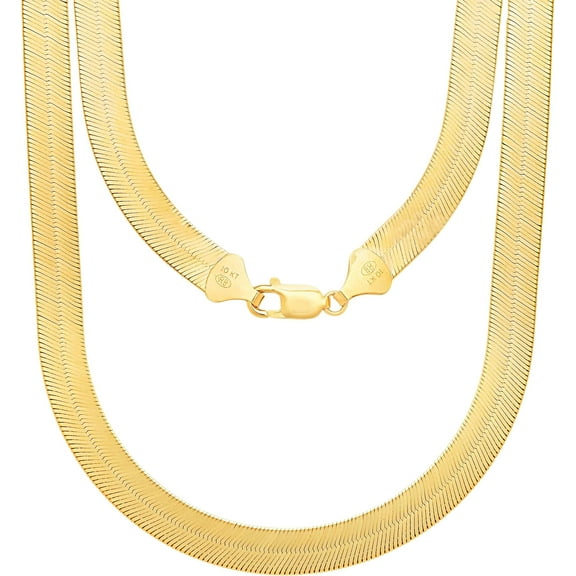 Floreo 10k Yellow Gold 12mm Super Flexible Silky Herringbone Chain Necklace