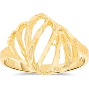 Floreo 10k Yellow Gold 13.6mm Wavey Stripes Filigree Openwork Ring