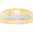 thumbnail image 1 of Floreo 10k Yellow Gold 13mm Last Supper with Cross Pave CZ Border Rectangle Ring, Sizes 5 - 13, 1 of 5