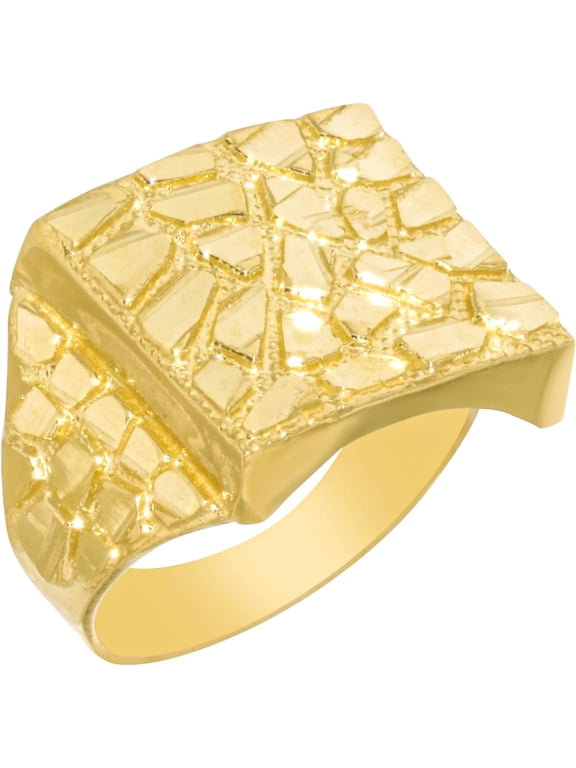 10k Yellow Gold 13mm Solid Square Nugget Ring