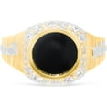 thumbnail image 1 of Floreo 10k Yellow Gold 14mm Onyx CZ Two-Tone Railroad Ring, Sizes 5 - 13, 1 of 5