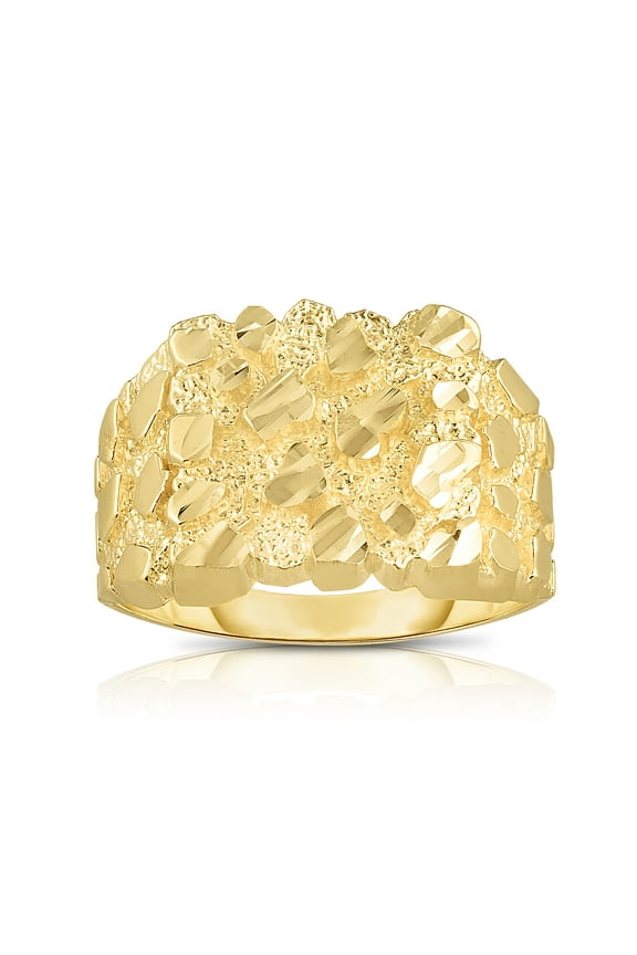 10k Yellow Gold 14.8mm Square Nugget Ring, Sizes 6 - 13