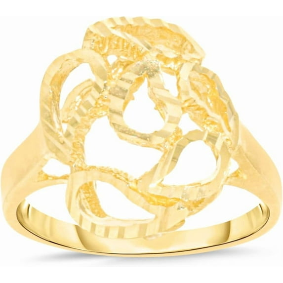 Floreo 10k Yellow Gold 15mm Elevated Tear Drops Openwork Filigree Ring