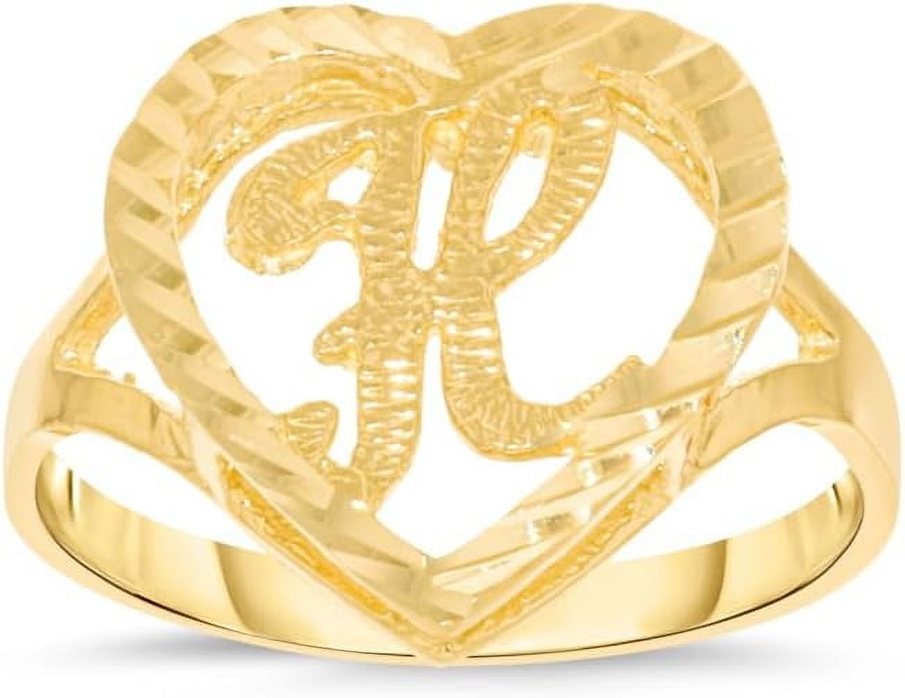 Floreo 10k Yellow Gold 15mm Heart Shape Letters A-Z Personalized ...