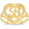 thumbnail image 1 of Floreo 10k Yellow Gold 15mm Heart Shape Letters A-Z Personalized Initial Ring Size 4-9, 1 of 5