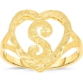 thumbnail image 1 of Floreo 10k Yellow Gold 15mm Heart Shape Letters A-Z Personalized Initial Ring Size 4-9, 1 of 5