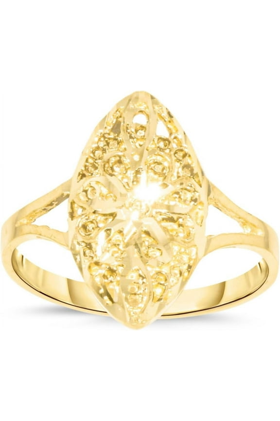 10k Yellow Gold 16.9mm Small Openwork Filigree Ring