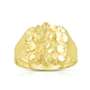Floreo 10k Yellow Gold 16mm Round Nugget Ring, Sizes 6 - 13