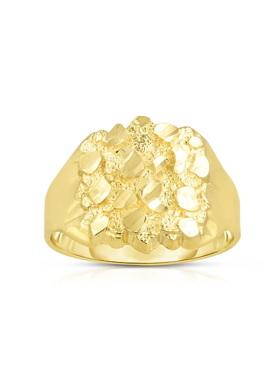 10k Yellow Gold 16mm Round Nugget Ring, Sizes 6 - 13