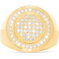 thumbnail image 1 of Floreo 10k Yellow Gold 17.1mm Pave CZ Circle Signet Ring, Sizes 4-12, 1 of 5
