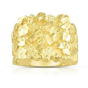 Floreo 10k Yellow Gold 17.8mm Square Nugget Ring, Sizes 6 - 13