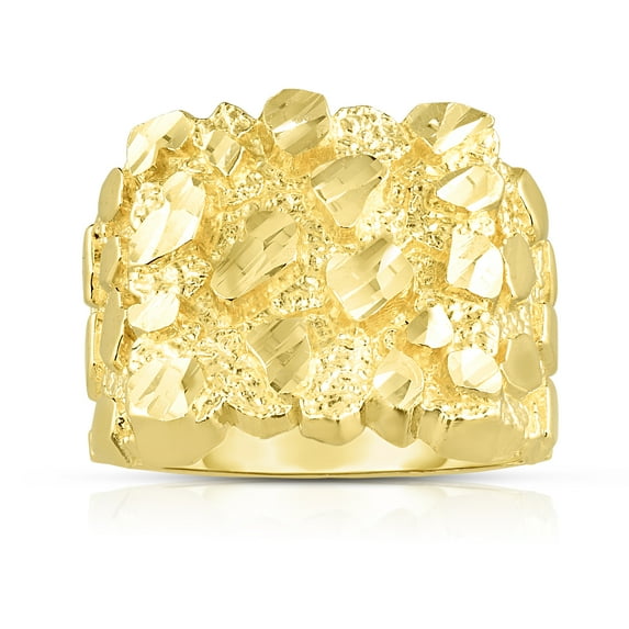 Floreo 10k Yellow Gold 17.8mm Square Nugget Ring, Sizes 6 - 13